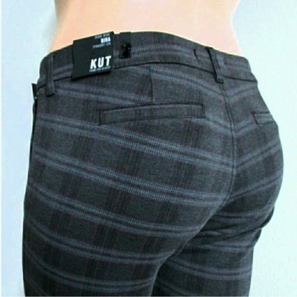 Kut from the Kloth Denim - KUT from the KLOTH Jeans Nina Straight Leg Ponte Plaid Trouser Pants Size 10 NWT